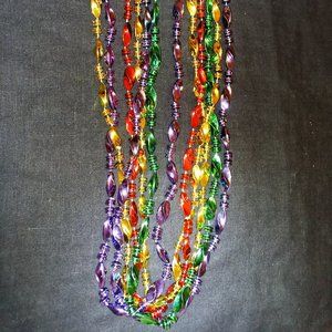 MARDI GRAS BEADED NECKLACES (6 PACK)